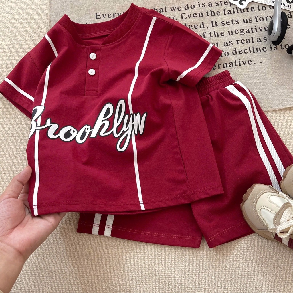 BỘ THỂ THAO CỔ TÀU BROOHLYN Đỏ Đô CHO BÉ TRAI(XẢ 49k)