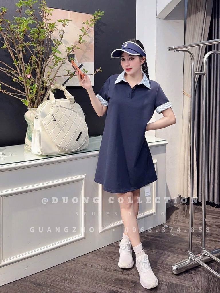 VÁY THAN PHỐI CỔ TAY KẺ NỮ SẴN(SALE 100k)