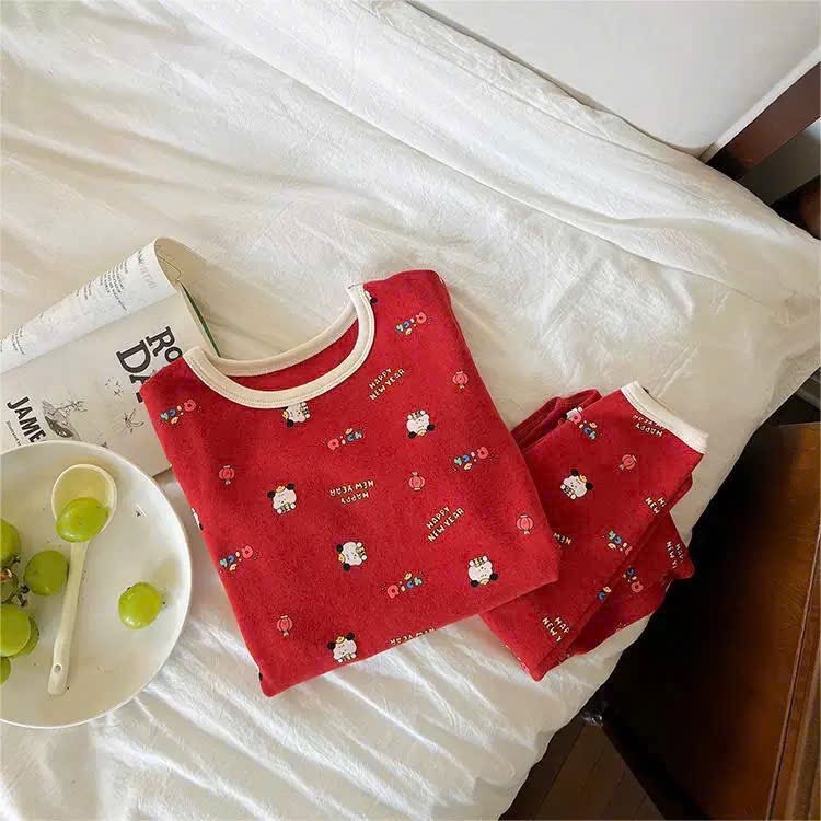 SET BỘ ĐỎ CHÓ MAY MẮN BÉ TRAI BÉ GÁI (TQ)