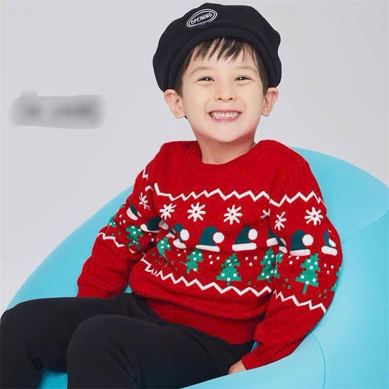 ÁO LEN ĐỎ NOEL DÀI TAY 2 LỚP MỀM MỊN BÉ TRAI BÉ GÁI