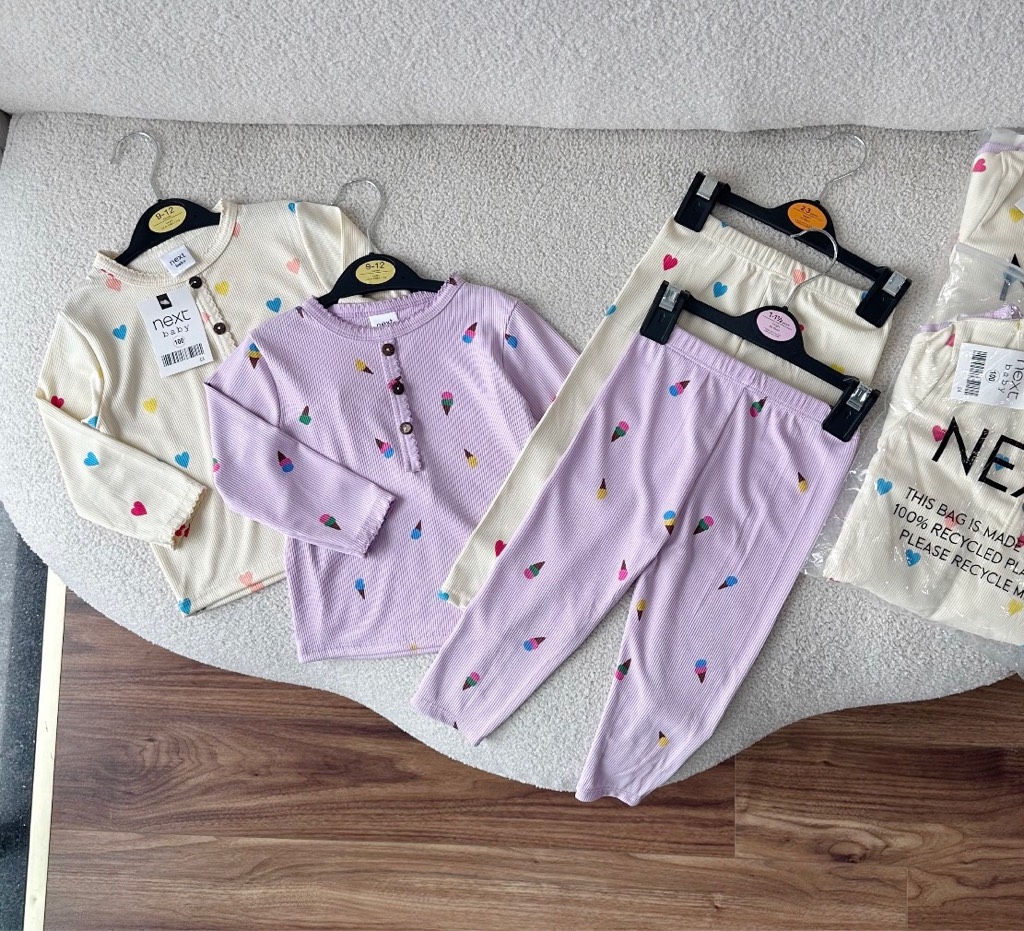 SET 2 BỘ DÀI BÉ GÁI LEN TĂM KEM TIM TÍM BE SẴN