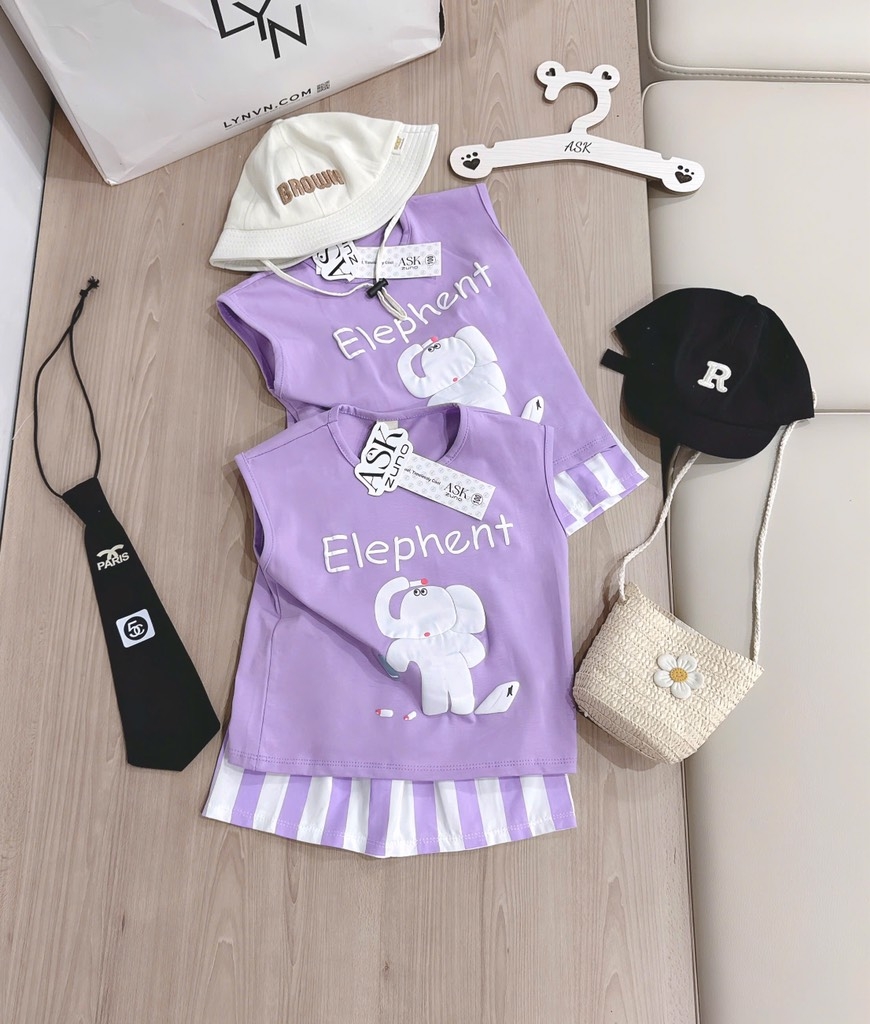 BỘ ELEPHENT VOI TÍM BÉ GÁI