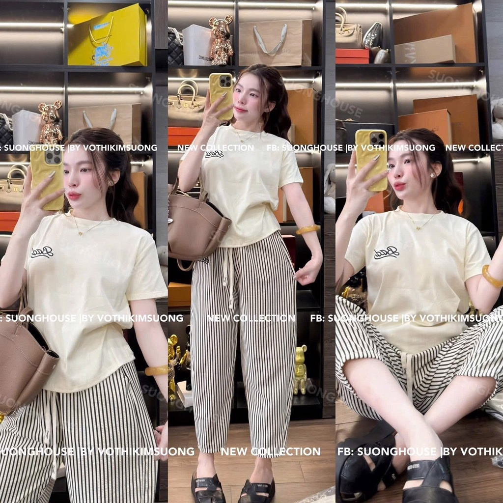 SET ÁO THÊU BAD MIX QUẦN KẺ SỌC