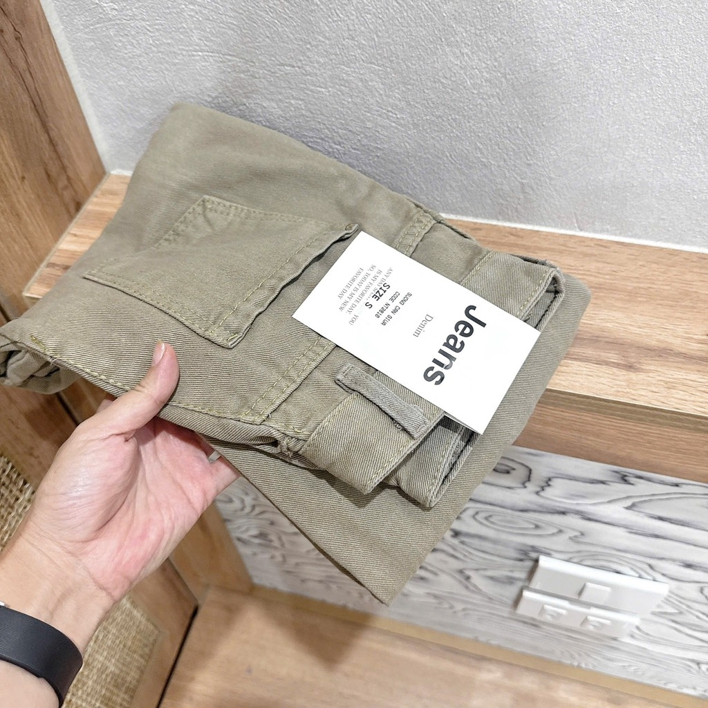 QUẦN JEAN NỮ SUÔNG NÂU GÂN NỔI