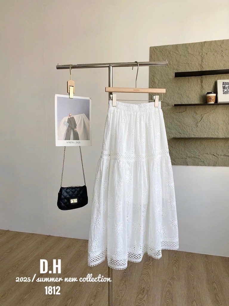 VÁY DÀI REN HOẠ TIẾT 3 MÀU CHO NỮ