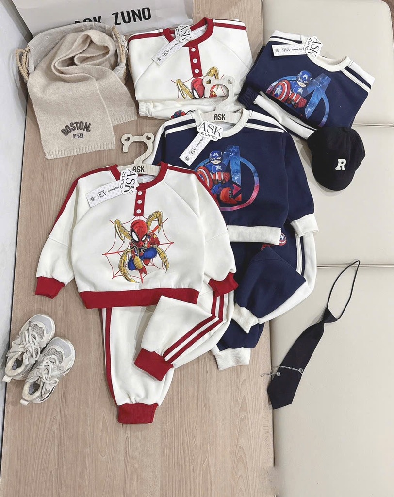 SET BỘ DÀI NỈ SIÊU NHÂN MARVAL 2 MÀU PHỐI BÉ TRAI