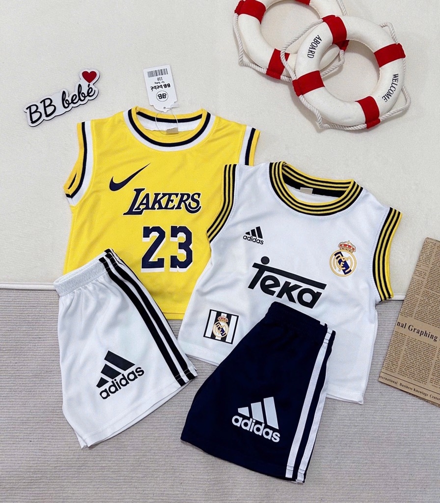 SET HAI BỘ BÓNG ĐÁ TONE TRẮNG VÀNG BÉ TRAI
