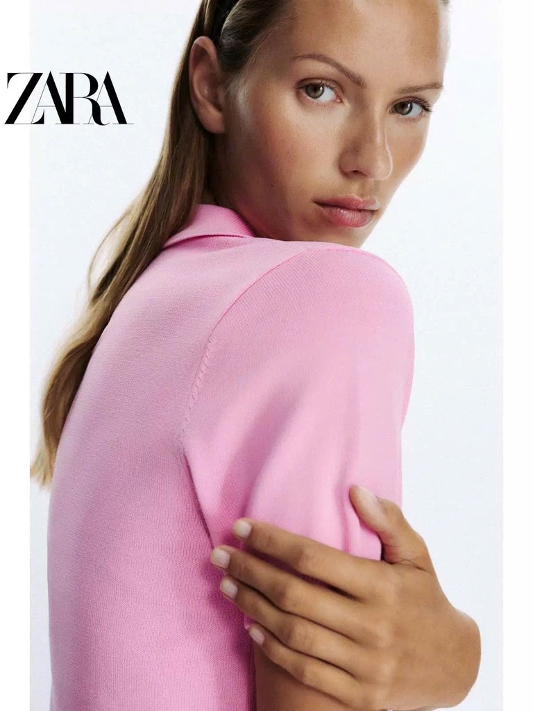 ÁO LEN POLO HỒNG CỘC TAY NỮ