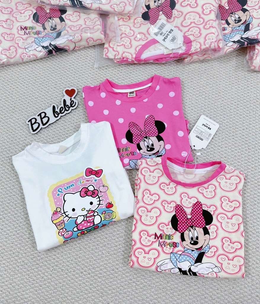 SET 3 BỘ DÀI MICKEY HELLO KITTY TONE HỒNG BÉ GÁI(XẢ 155k)