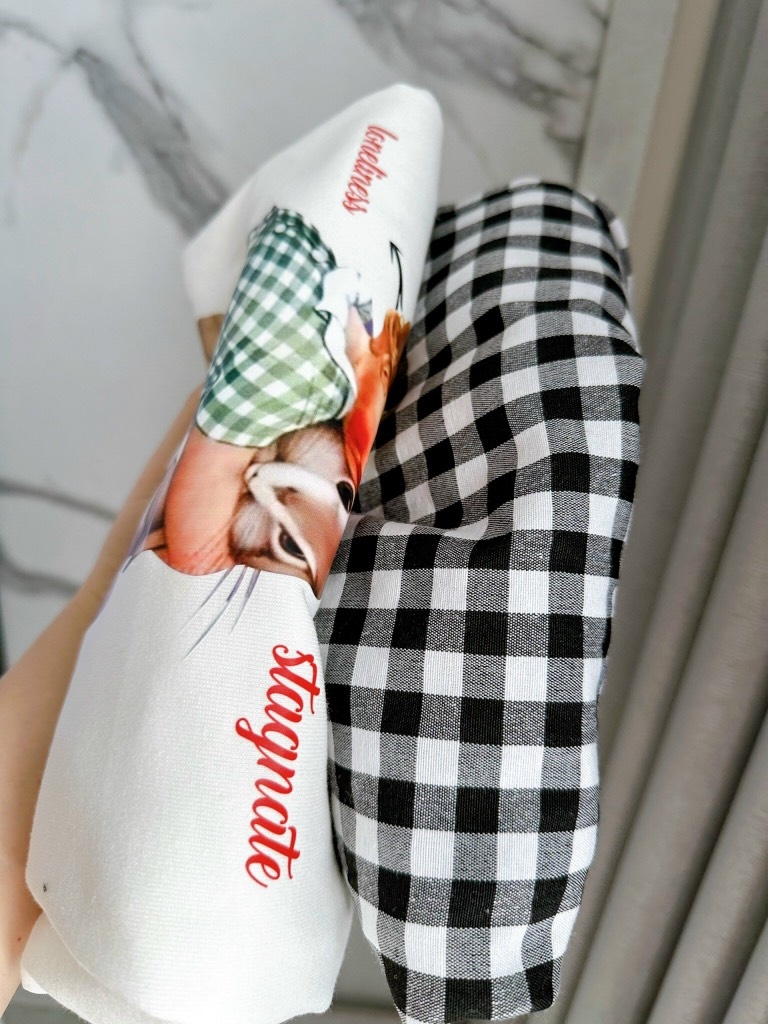 SET ÁO KẺ XANH QUẦN ĐÙI TRẮNG MICKEY NỮ (LOẠI ĐẮT)
