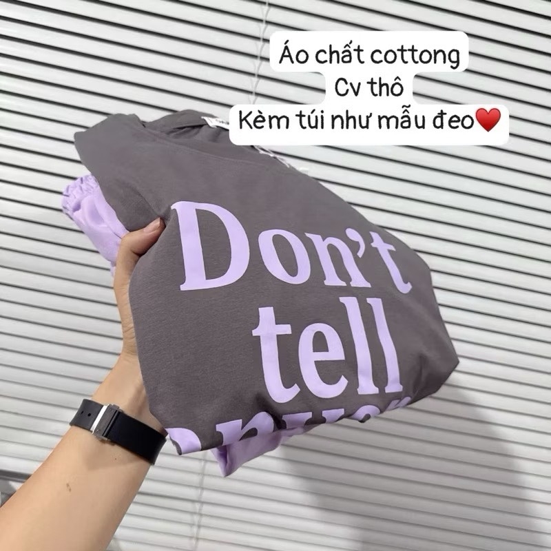 SÉT COTTON CHÂN VÁY TÍM KÈM TÚI