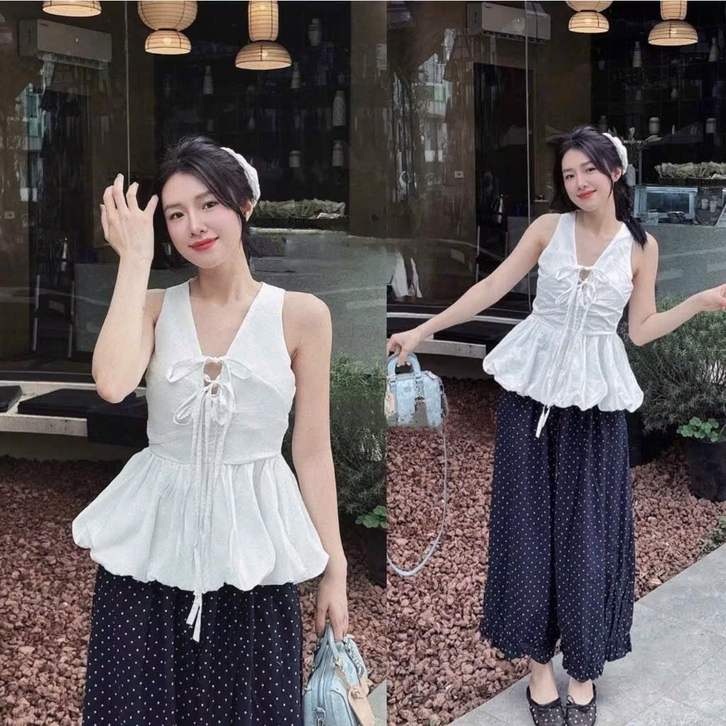 QUẦN VẢI HOẠ TIẾT CHẤM BI NỮ