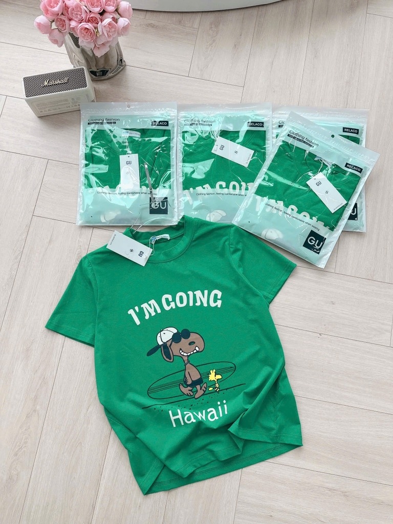 ÁO COTTON XANH HAWAI I AM GOING NỮ