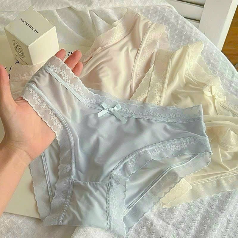 SET 10 QUẦN LÓT NỮ VIỀN REN MÀU PASTEL SẴN