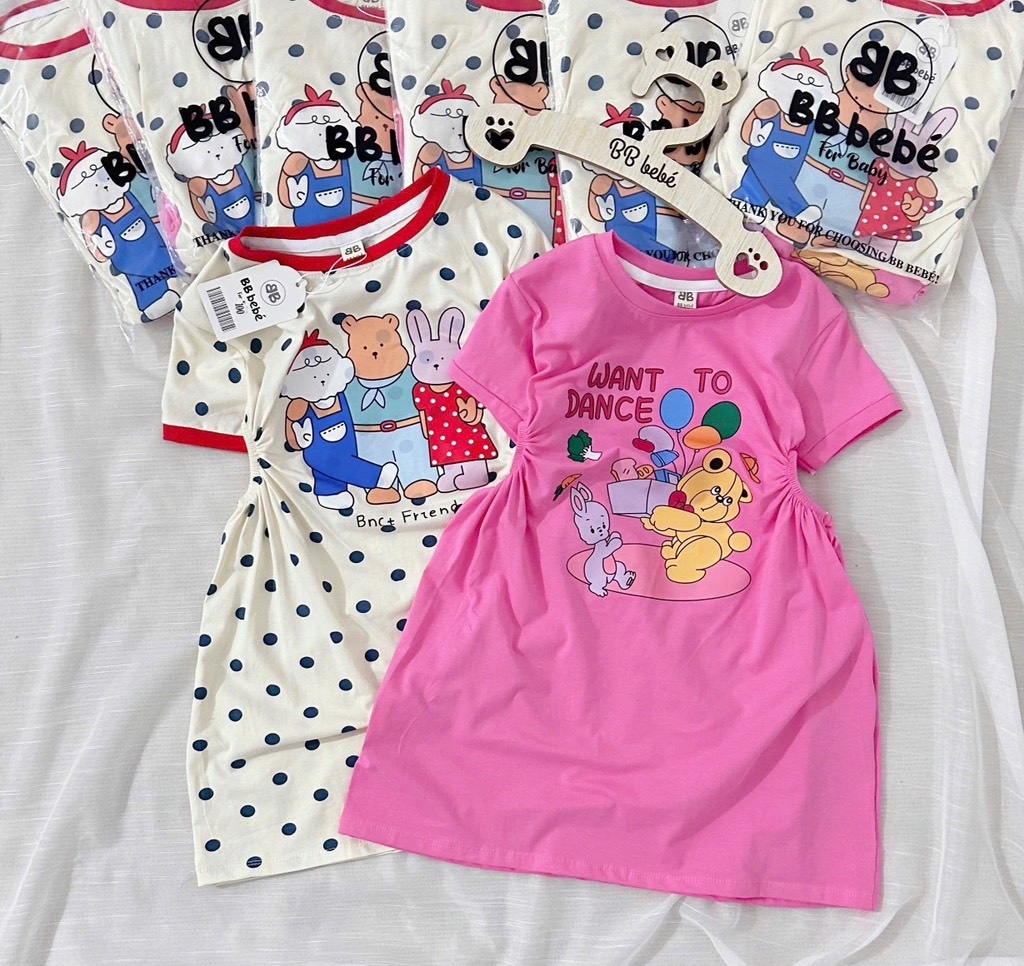 SET 2 VÁY HÌNH HỒNG BE CHO BÉ GÁI