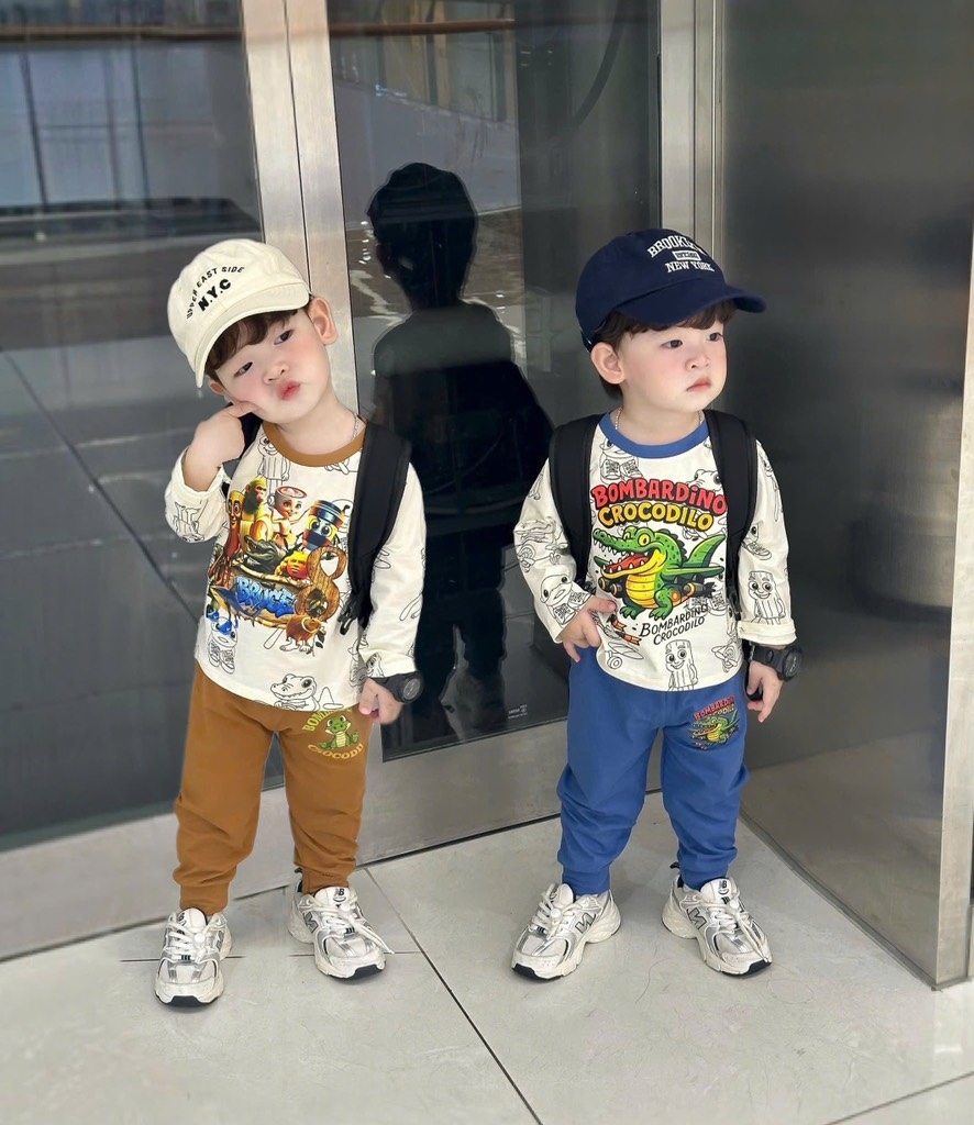 SET 2 BỘ DÀI CÁ SẤU QUẦN DƯƠNG NÂU BÉ TRAI SẴN