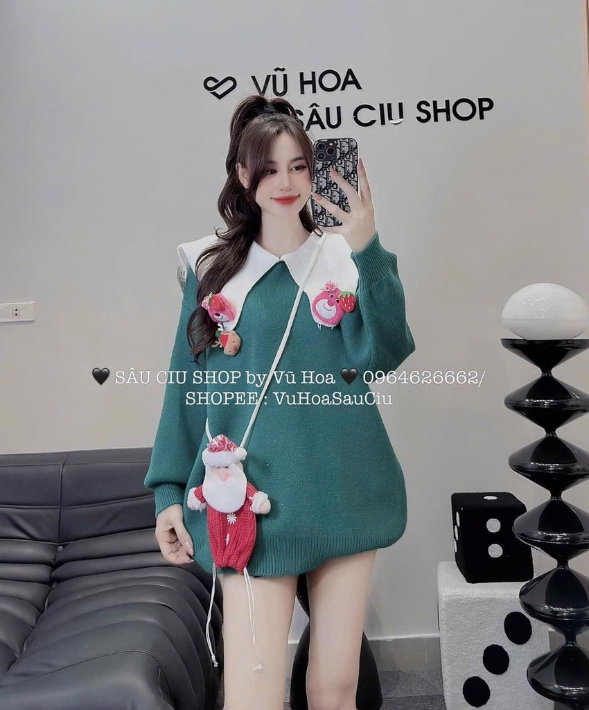 ÁO LEN NOEL CỔ THUỶ THỦ NỮ THU ĐÔNG SẴN