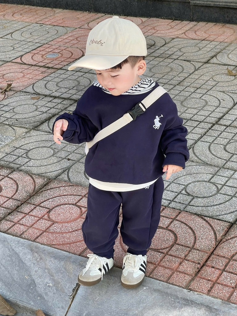 BỘ NỈ 2 DA BÉ TRAI CÓ MŨ