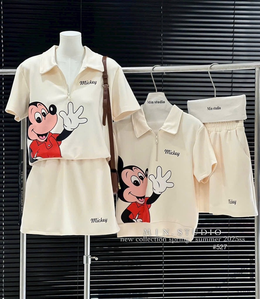 SET BỘ MICKEY CỔ KÉO KHOÁ CVAY NỮ