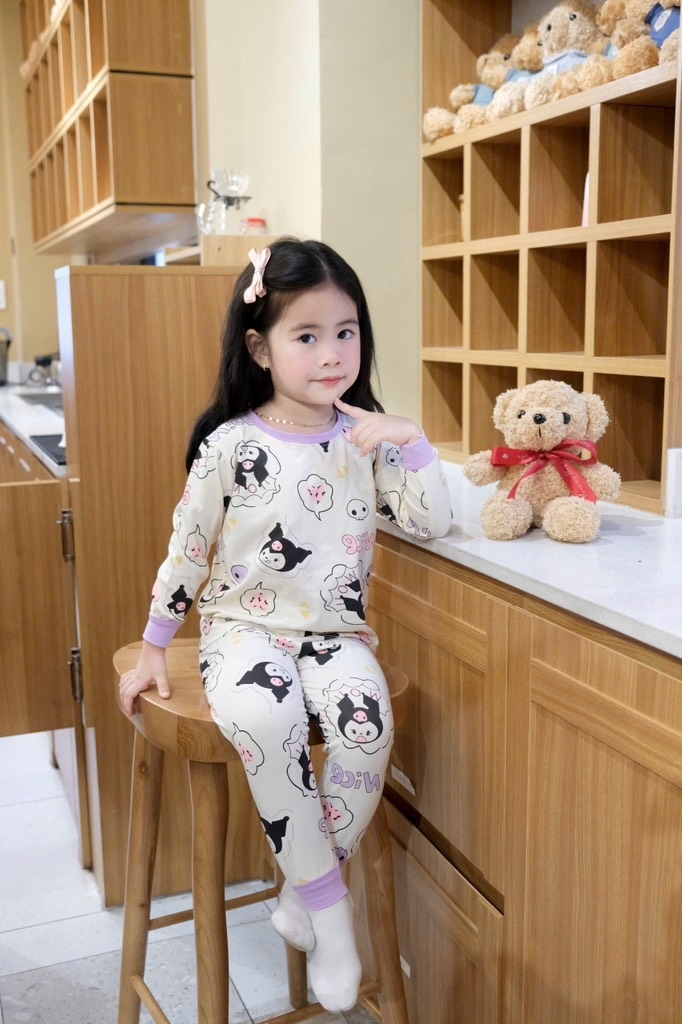 SET 2 BỘ DÀI TÍM CHẤM BI KURUMI BÉ GÁI