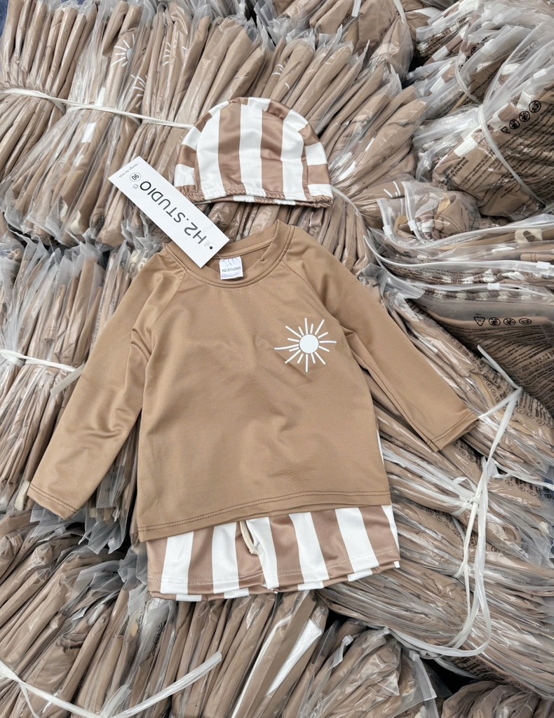 ĐỒ BƠI BỘ BƠI XUẤT HÀN NÂU KẺ BÉ TRAI SẴN (SALE 35k)