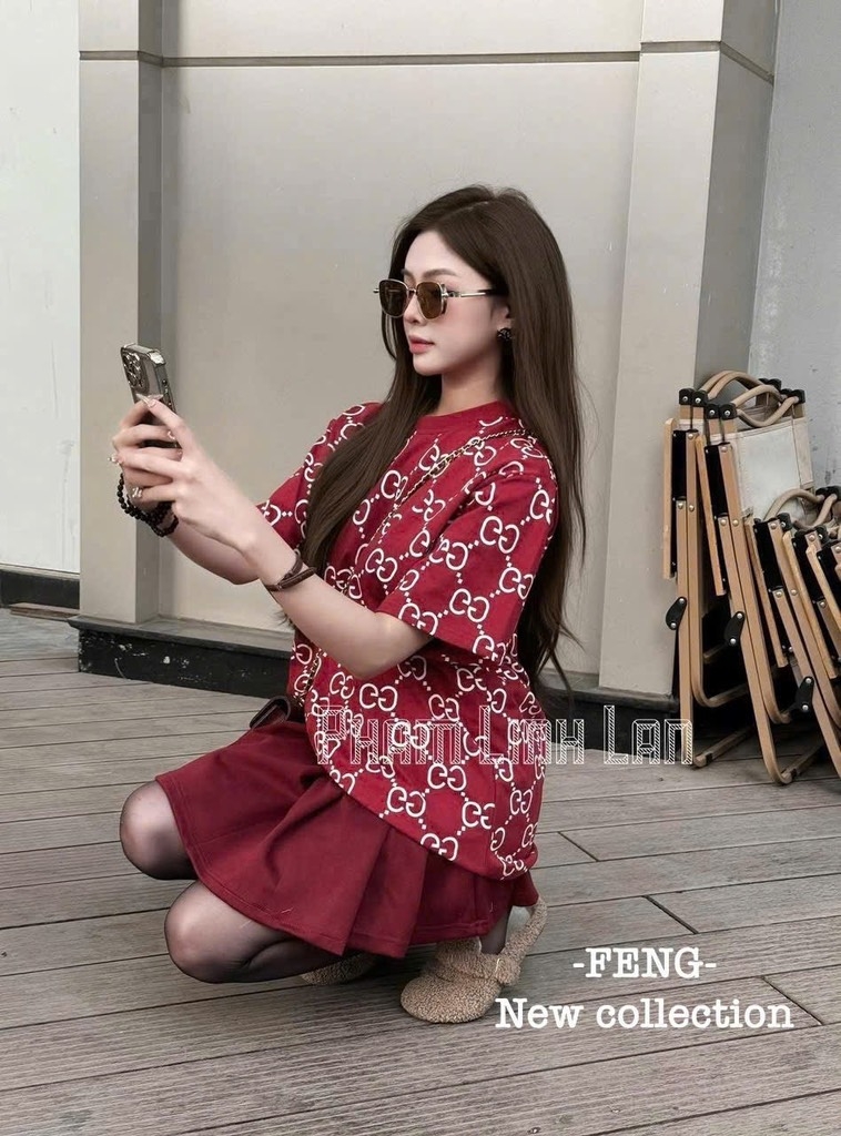 ÁO PHÔNG G.C ĐỎ ĐEN TRẮNG NỮ