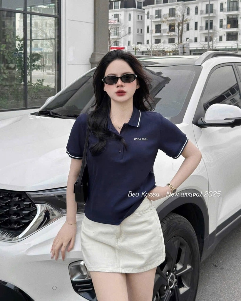 ÁO POLO THÊU MIU MIU CỰC XINH NỮ SẴN( Xả 50k)