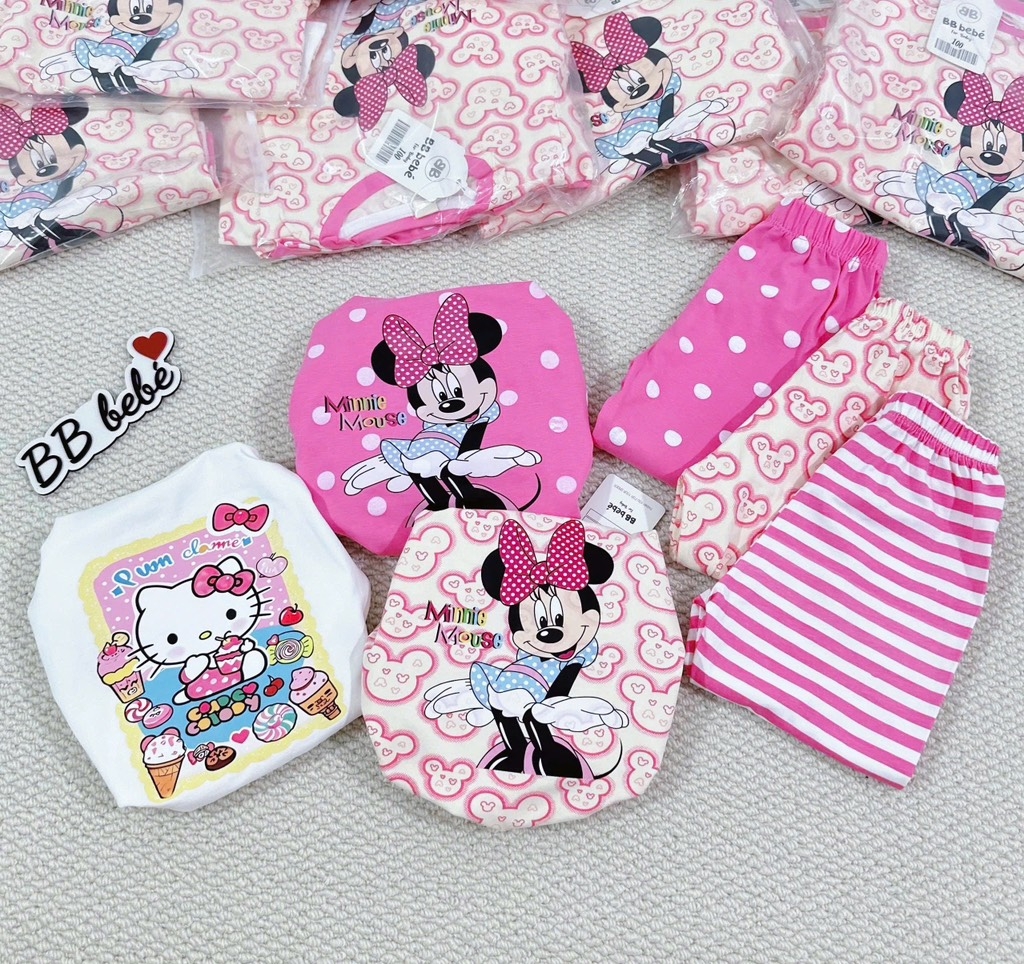 SET 3 BỘ DÀI MICKEY HELLO KITTY TONE HỒNG BÉ GÁI(XẢ 155k)