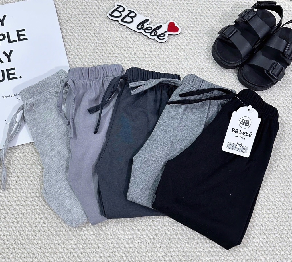 SET 5 QUẦN DÀI TONE ĐEN GHI BÉ TRAI SẴN (TĂNG GIÁ)