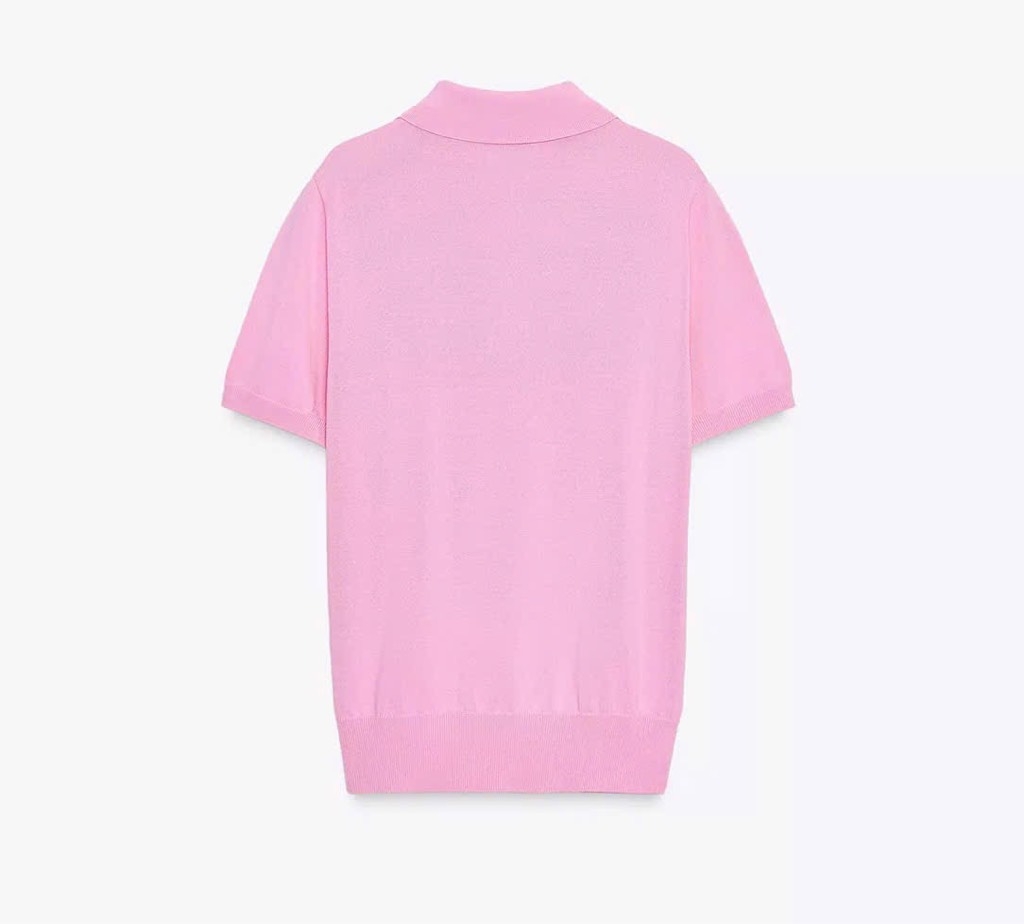 ÁO LEN POLO HỒNG CỘC TAY NỮ