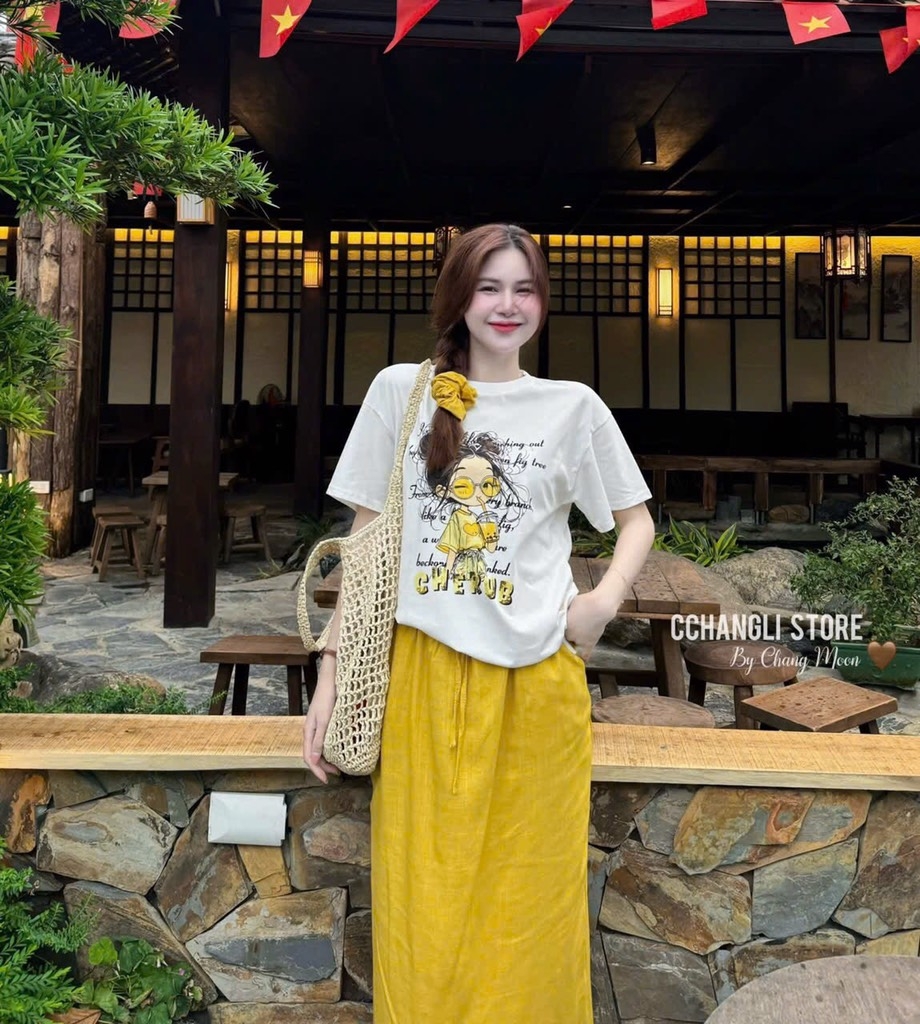 SET CHÂN VÁY ĐŨI VÀNG ÁO PHÔNG CÔ GÁI CHERUB NỮ SẴN