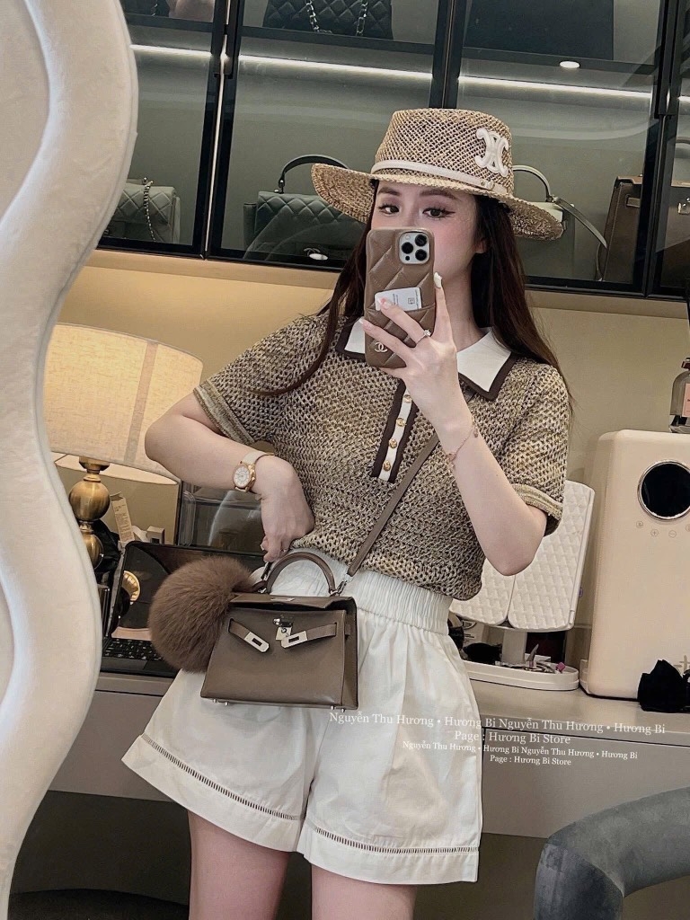 ÁO LEN LƯỚI NHŨ CỔ POLO NỮ
