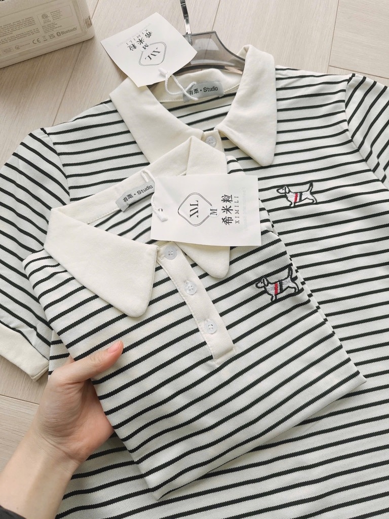 ÁO POLO LASCOTE KẺ PHỐI CỔ NỮ