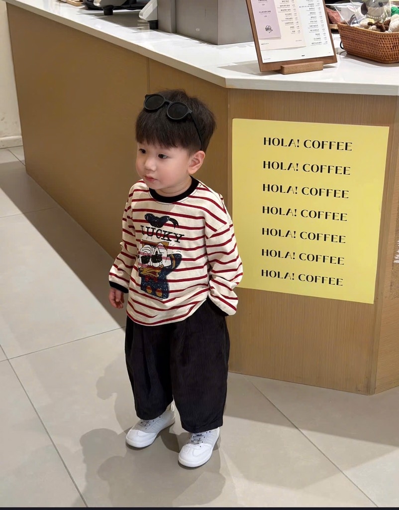 SET BỘ DÀI LUCKY KẺ TONE NÂU BÉ TRAI