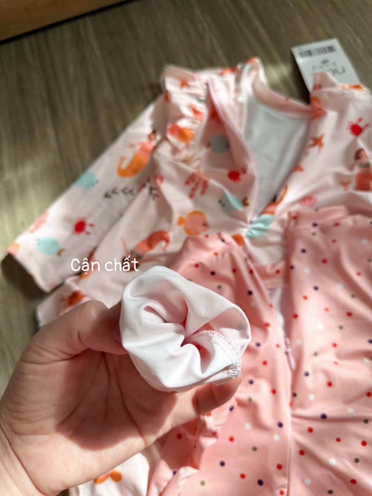 ĐỒ BƠI - SET 2 BỘ BƠI TONE HỒNG CHẤM BI ĐỘNG VẬT BIỂN BÉ GÁI SẴN (XẢ 69k)