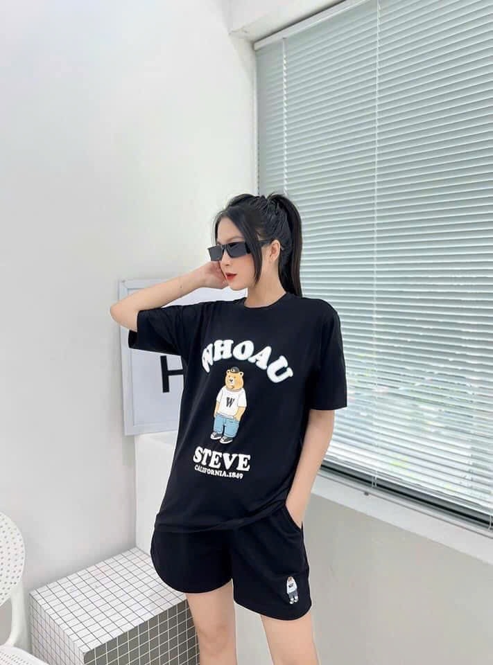 ÁO PHÔNG NỮ CỘC WHOAU ĐEN SẴN (SALE 55k)