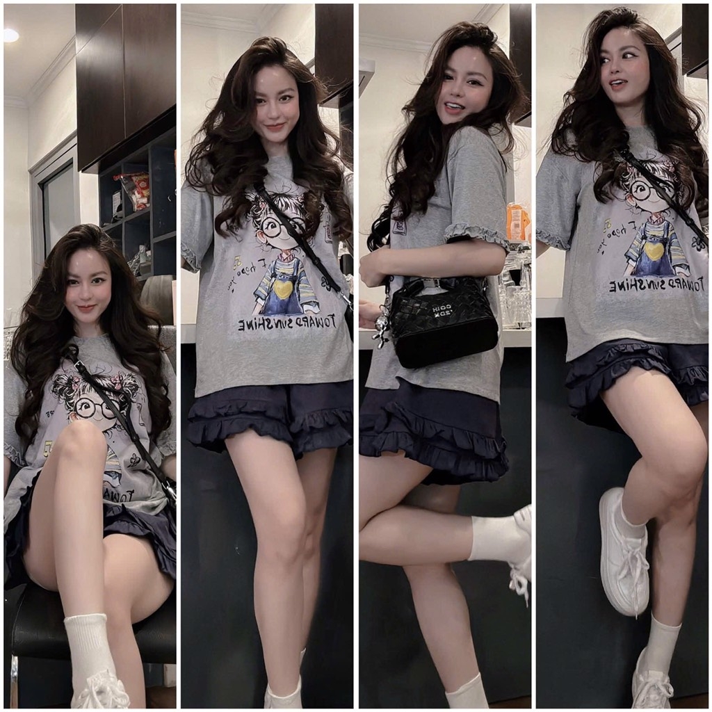 SET BỘ CÔ GÁI XÁM KÈM BUỘC TÓC NỮ