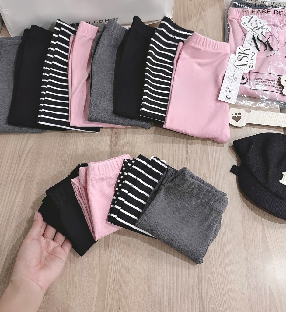 COMBO 4 QUẦN ZIP DÀI TONE GHI HỒNG BÉ GÁI