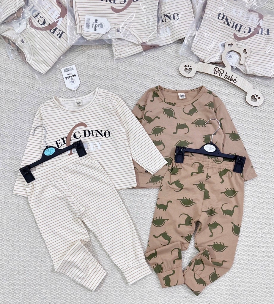 SET 2 BỘ DÀI KHỦNG LONG TONE NÂU BE SIÊU XINH