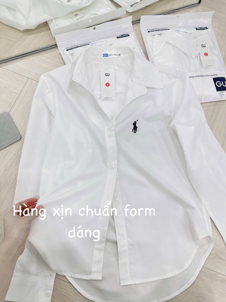 ÁO SƠ MI GU THÊU VẠT CONG NỮ SẴN