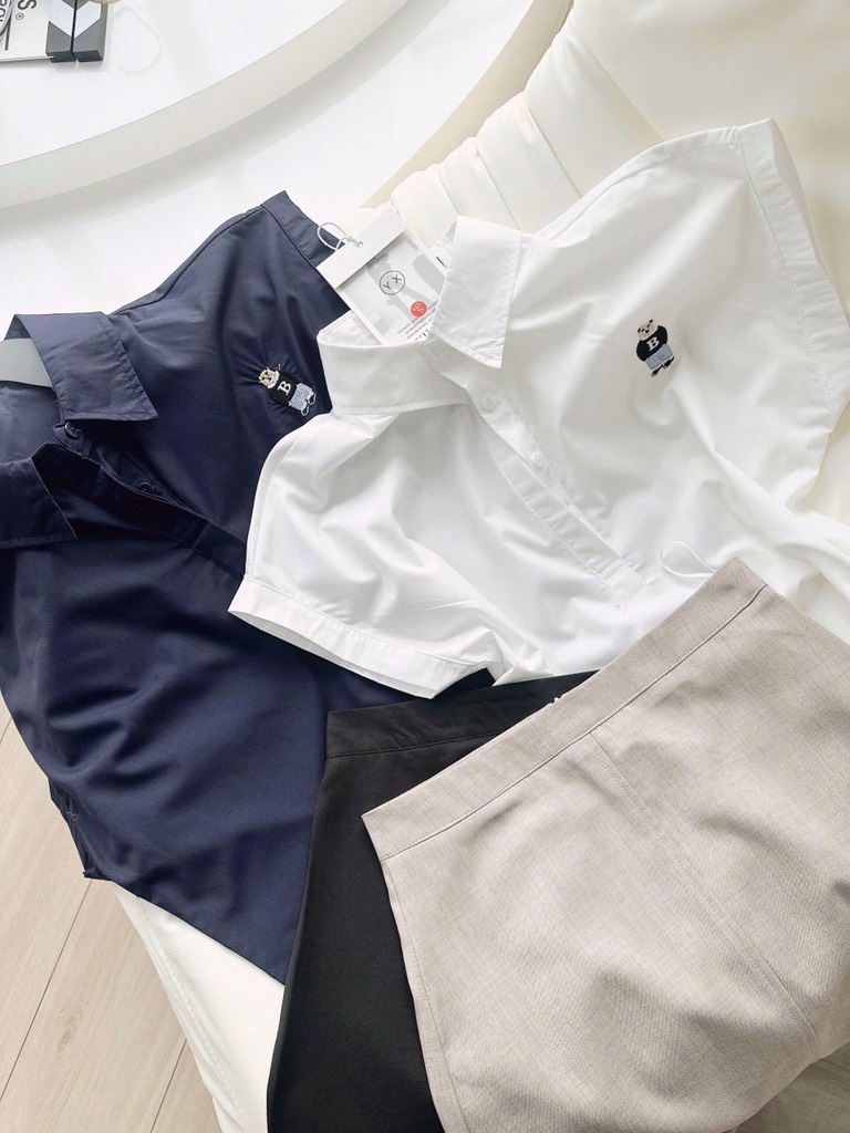 SET SƠ MI TAY LV MIX CV BÚT CHÌ PHỐI NỮ SẴN (SALE 155k)
