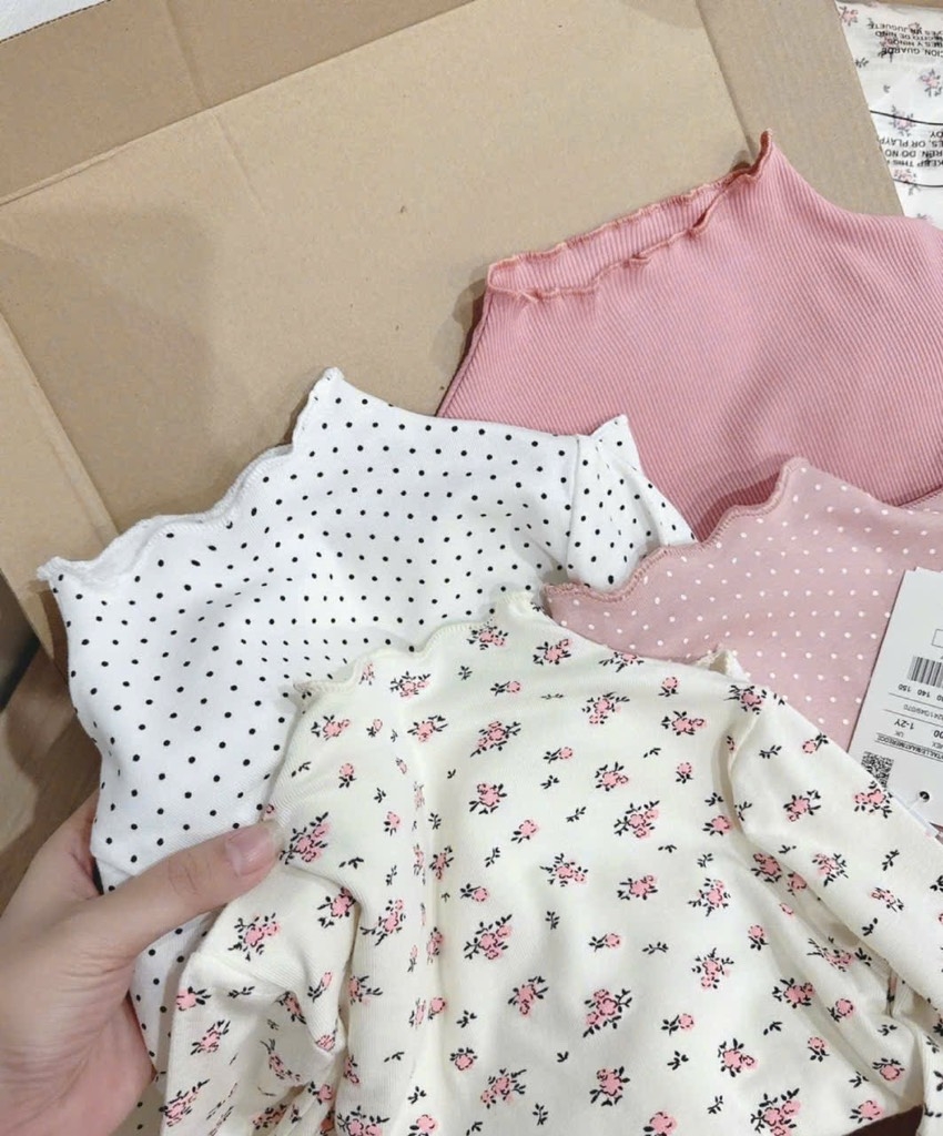 SET 4 ÁO ZIP GIỮ NHIỆT DÀI TAY BÉ GÁI