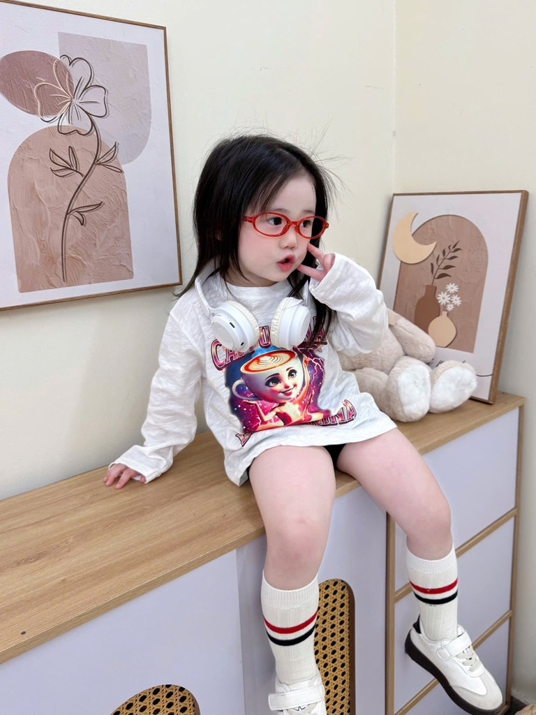 SET 4 ÁO XƯỚC HH CAPUCHINO XAHUR DÀI TAY BÉ GÁI