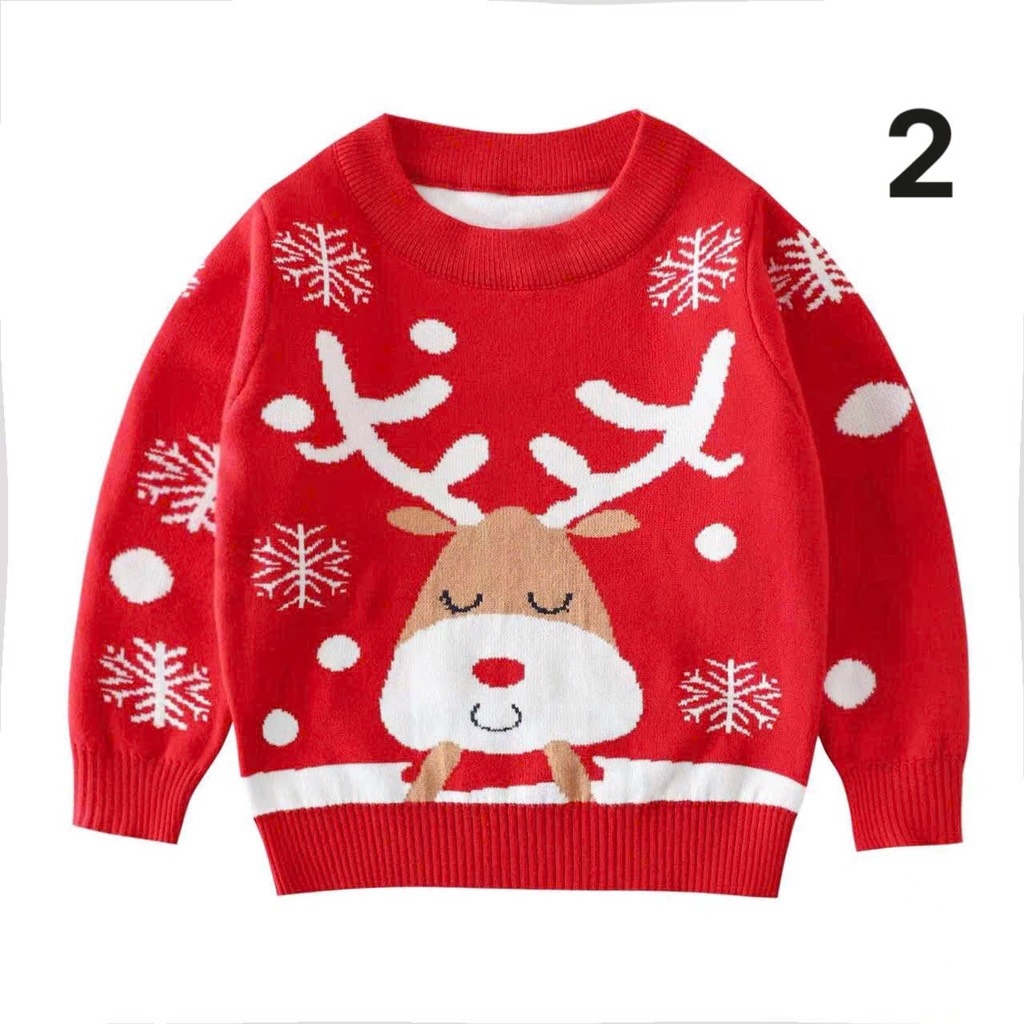 ÁO LEN ĐỎ NOEL DÀI TAY 2 LỚP MỀM MỊN BÉ TRAI BÉ GÁI