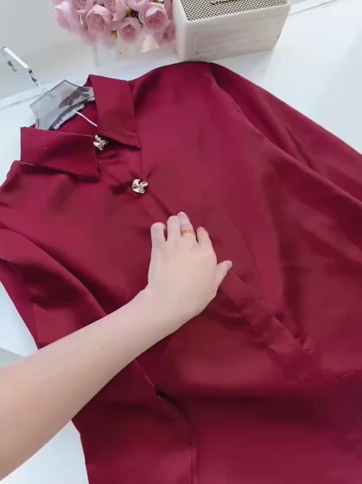 ÁO SƠ MI LỤA ZARA ĐỎ CÚC KIỂU NỮ SẴN (SALE 75k)