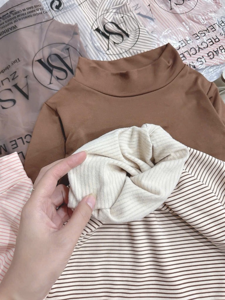 COMBO 4 ÁO GIỮ NHIỆT CỔ CAO DÀI TAY BÉ GÁI