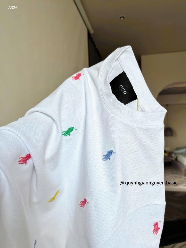 ÁO PHÔNG THÊU TRÀN NGỰA POLO 2M THAN TRẮNG NEW CHO NỮ