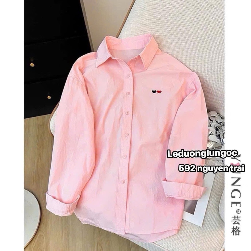 ÁO SƠ MI THÊU TIM DÀI TAY NỮ SẴN( 75k )
