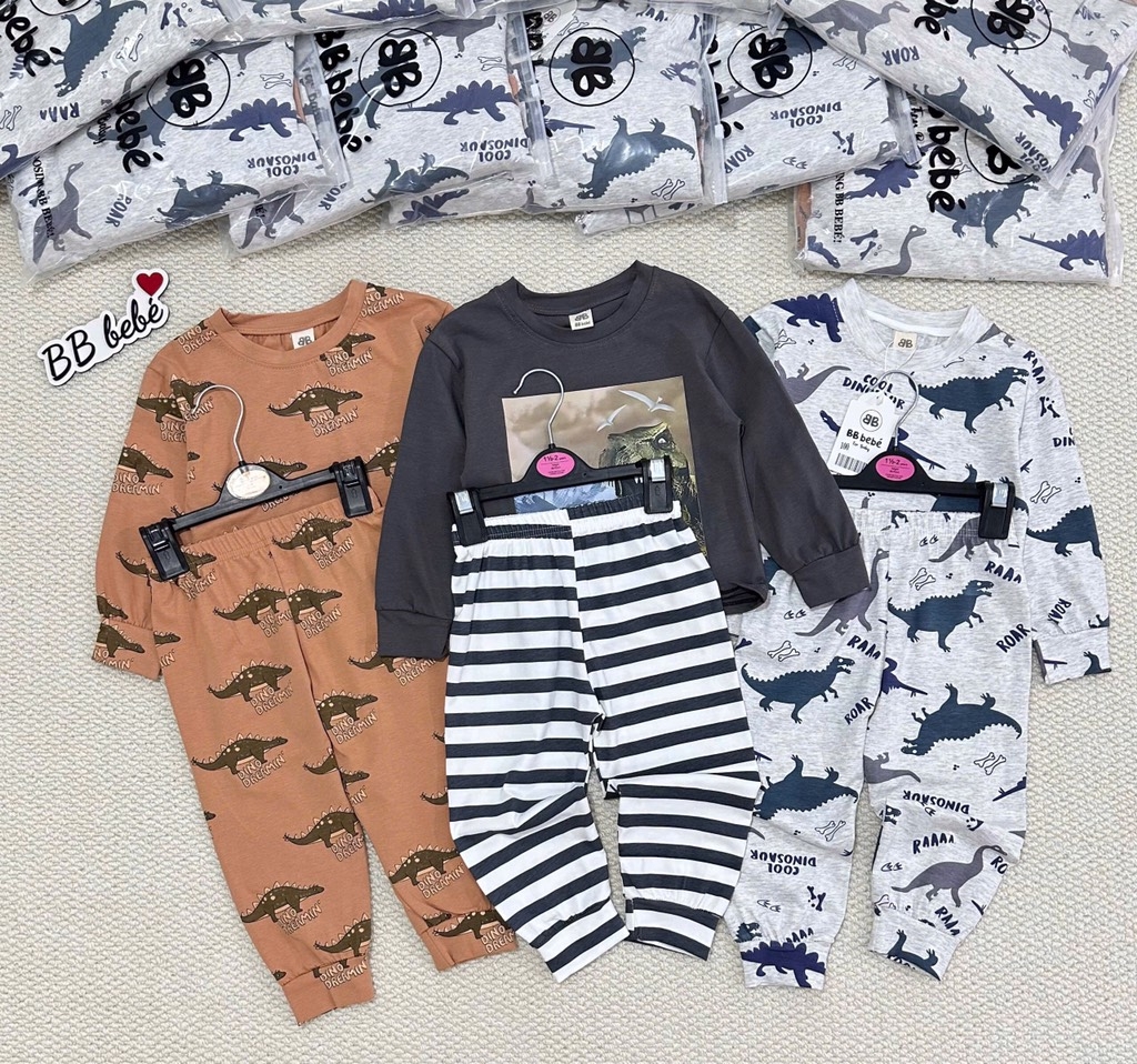 SET 3 BỘ DÀI TAY KHỦNG LONG BÉ TRAI