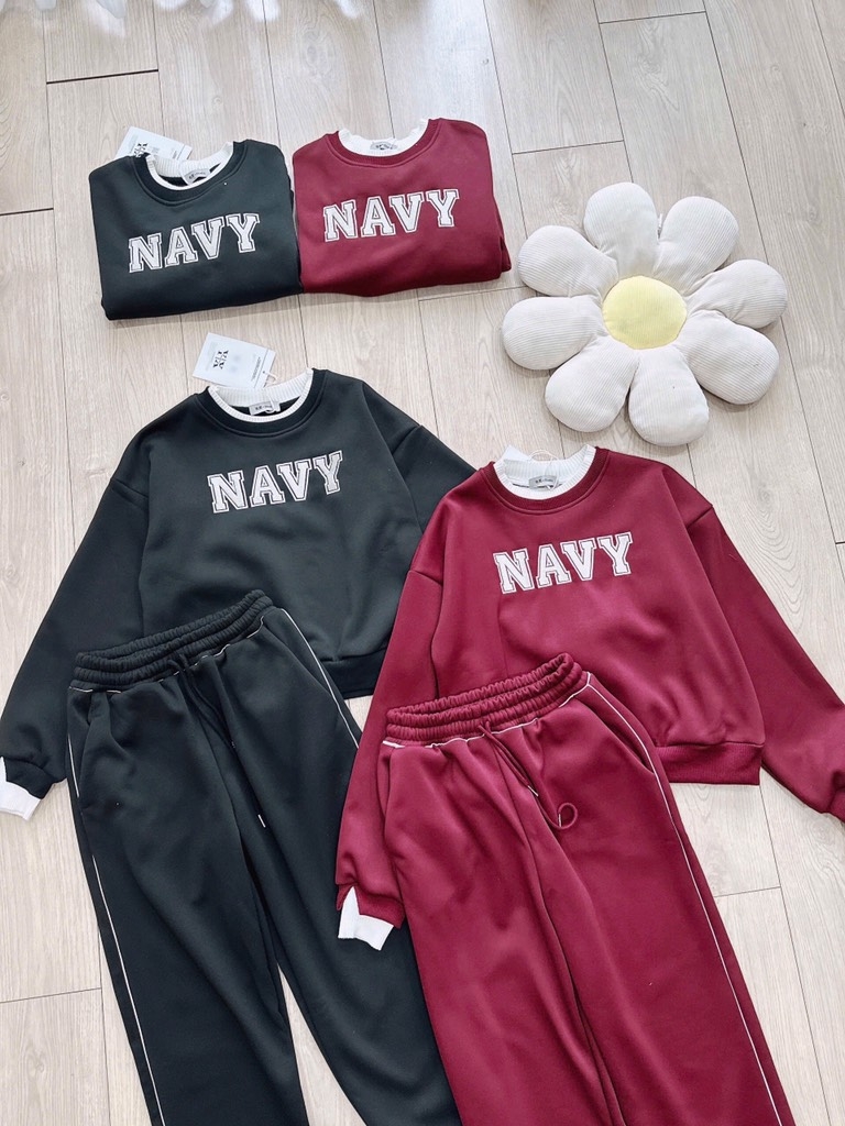 SET NỈ LÓT LÔNG NAVY PHỐI LEN HÀNG QC NỮ THU ĐÔNG SẴN (SALE 199k)